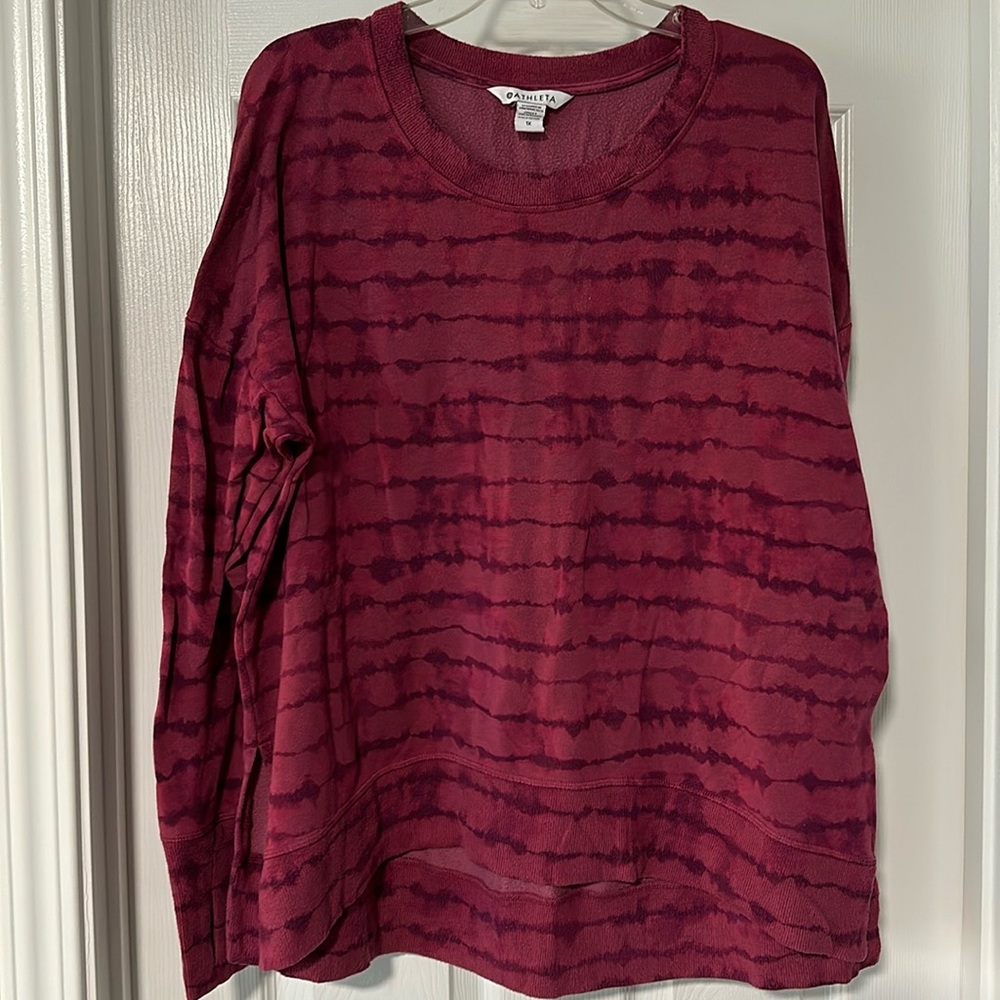 Athleta Coaster Luxe printed sweatshirt- pink- 1X